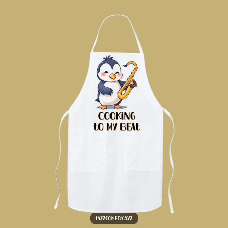 Funny Penguin Sax Apron: Jazz Musician Character - Funniest Funny Gift!