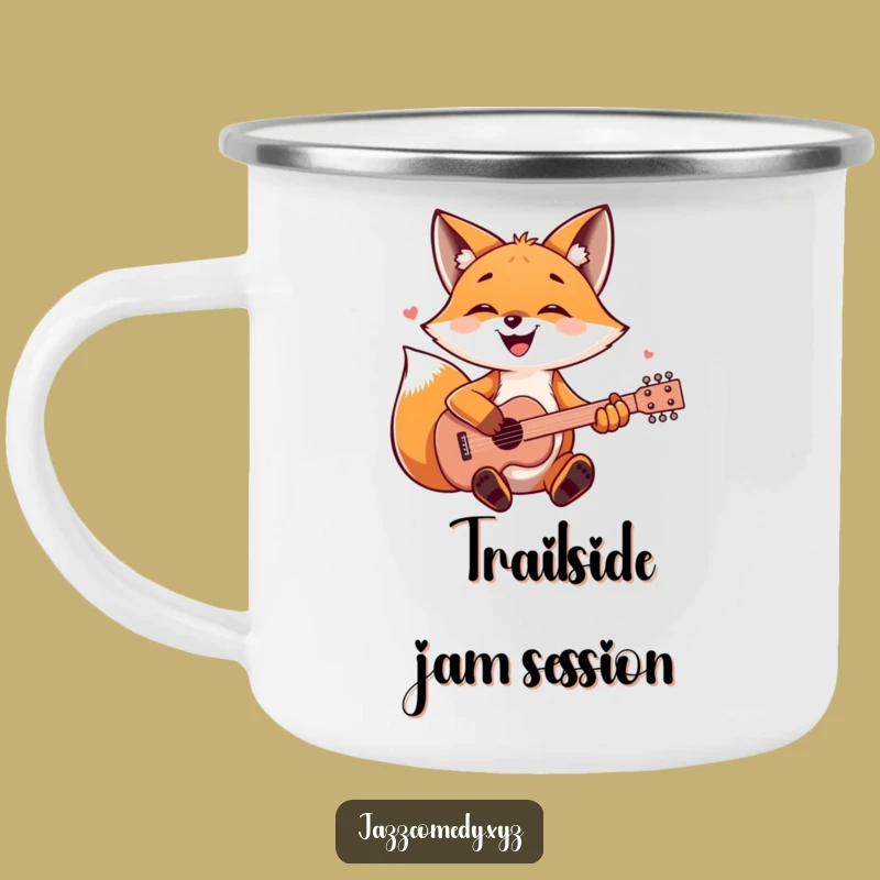 Funny Fox Guitarist Camping Mug - Durable Woodland Musician Outdoor Gift