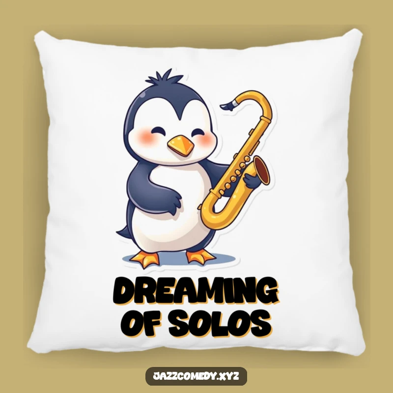 Funny Penguin Sax Pillow: Swinging Jazz Comfort - Soft Funny Gift Cushion