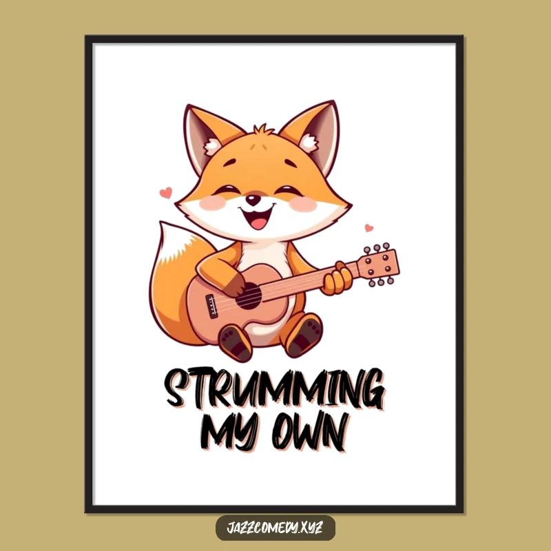 Funny Fox Guitarist Poster - Joyful Woodland Musician Wall Art Gift