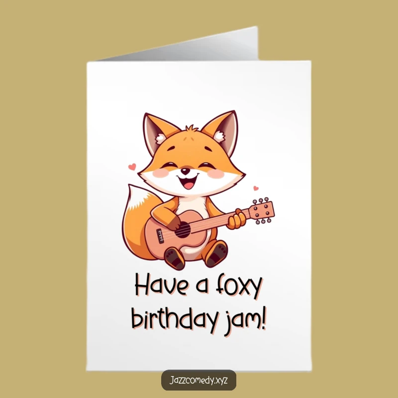 Free Printable Fox Guitar Birthday Card: Fun Downloadable Gift for Music Fanatics