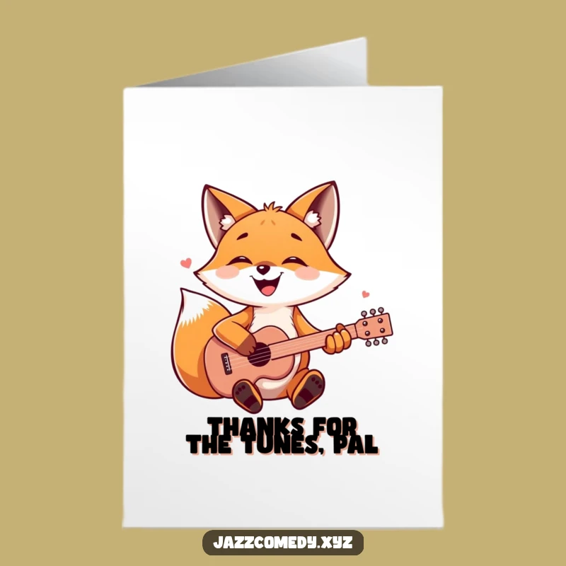 Free Printable Fox Guitar Thank You Card: Sweet Downloadable for Expressing Thanks