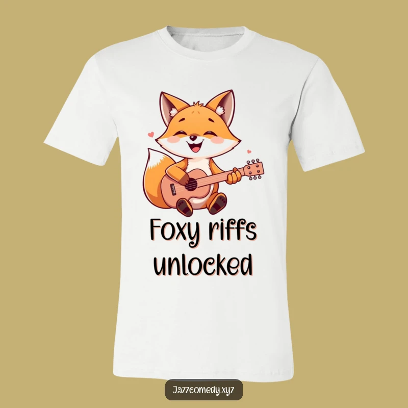 Funny Fox Guitarist T-Shirt - Comical Woodland Musician Tee Gift