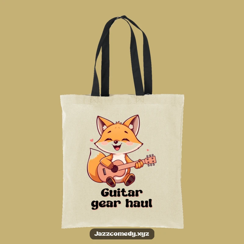 Funny Fox Guitarist Tote Bag - Joyful Woodland Musician Shopping Bag